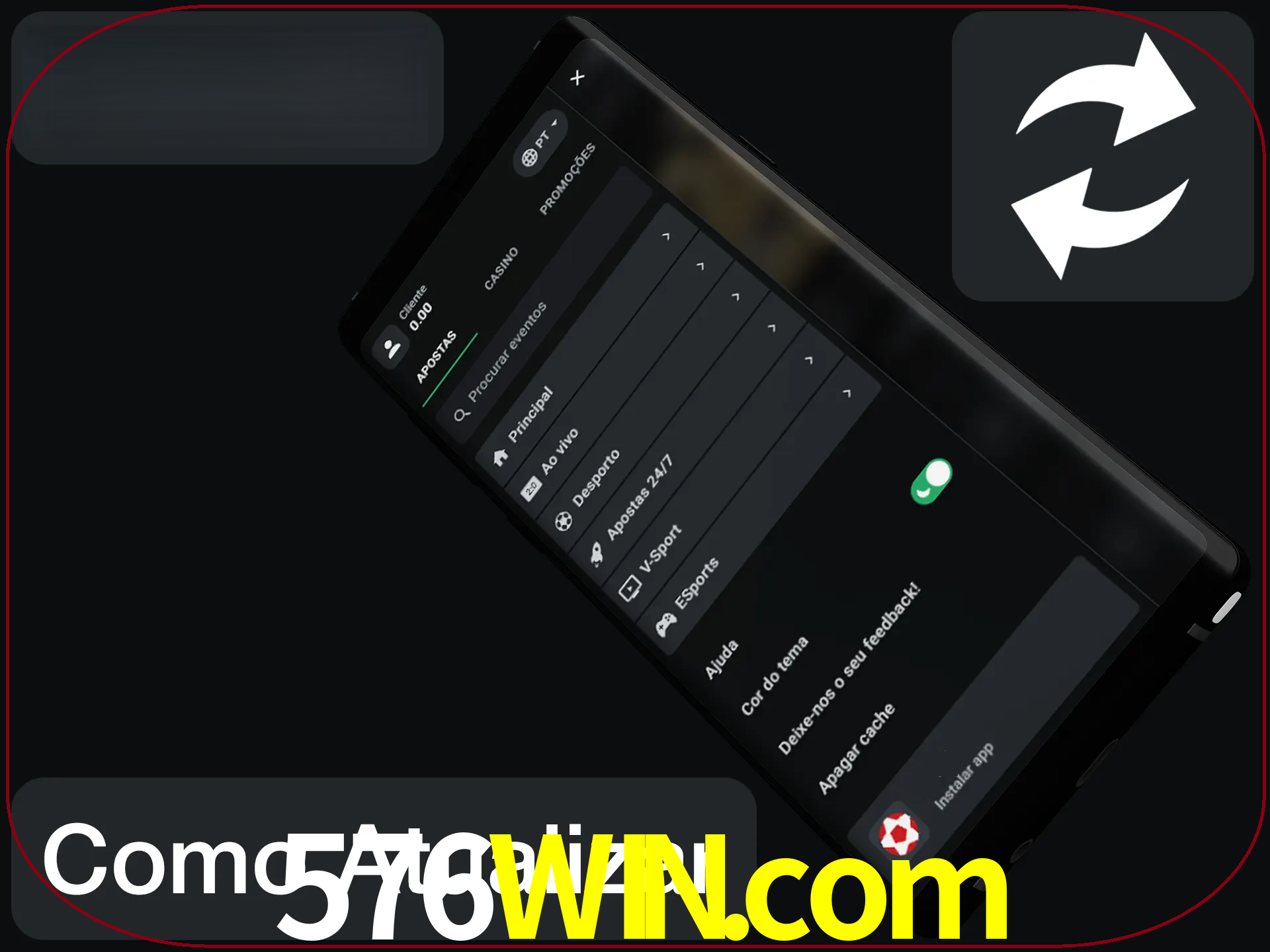 O aplicativo é atualizado automaticamente quando você faz o login.